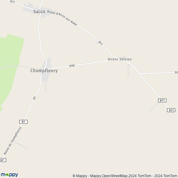 La carte pour la ville de Champfleury 10700