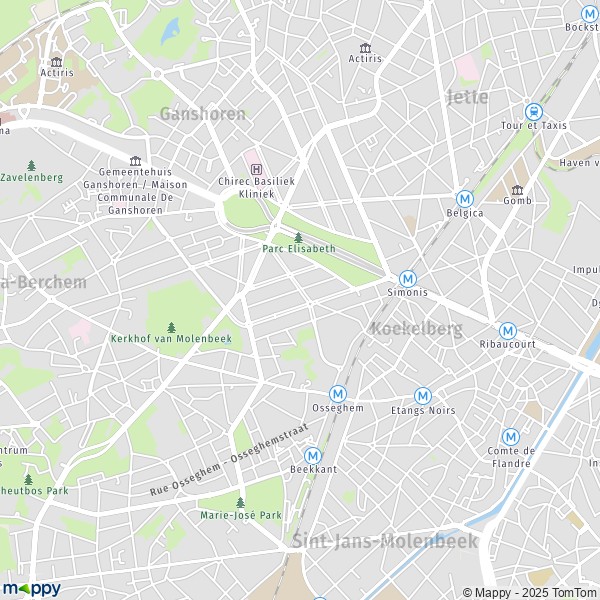 La carte pour la ville de 1080-1081 Koekelberg