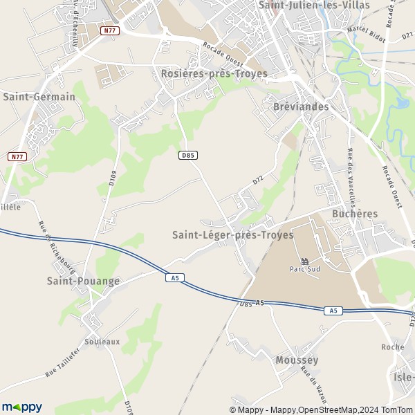 La carte pour la ville de Saint-Léger-près-Troyes 10800