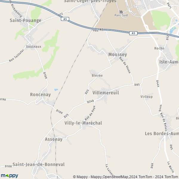 La carte pour la ville de Villemereuil 10800