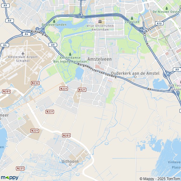 La carte pour la ville de Amstelveen 1081-1422