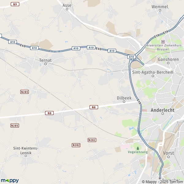 La carte pour la ville de 1082-1731 Dilbeek