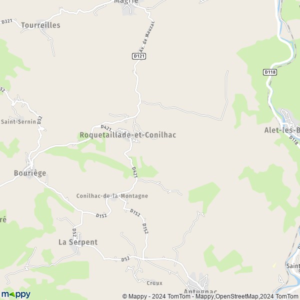 La carte pour la ville de Roquetaillade-et-Conilhac 11190-11300