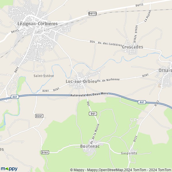 La carte pour la ville de Luc-sur-Orbieu 11200