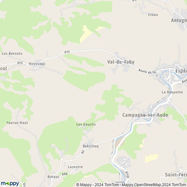 La carte pour la ville de Fa, 11260 Val-du-Faby