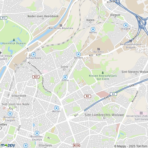 La carte pour la ville de 1130-1200 Evere