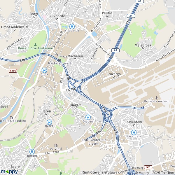 La carte pour la ville de 1130-1931 Machelen