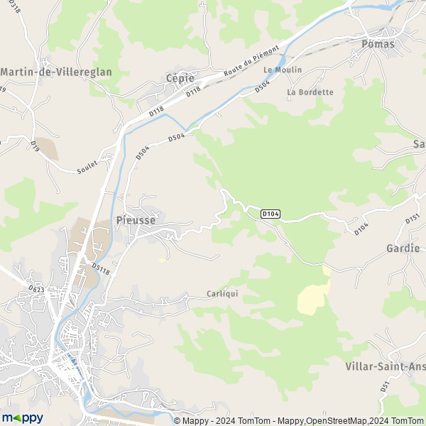 La carte pour la ville de Pieusse 11300