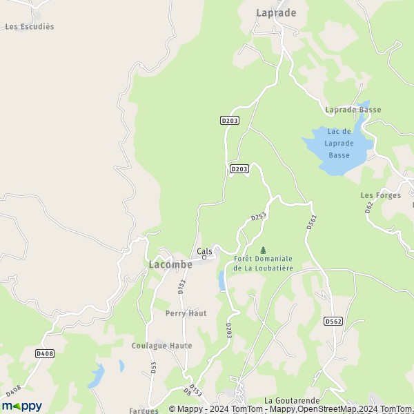 La carte pour la ville de Lacombe 11310
