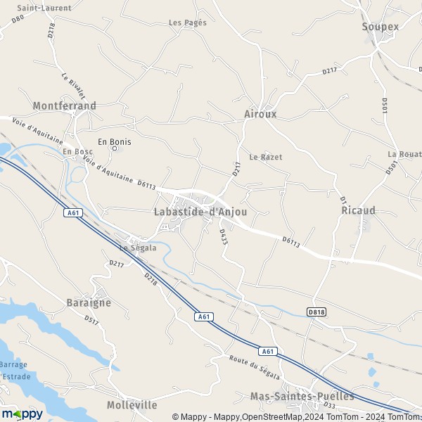 La carte pour la ville de Labastide-d'Anjou 11320