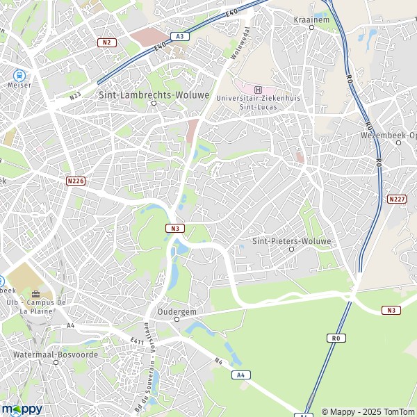 La carte pour la ville de 1150 Woluwe-Saint-Pierre