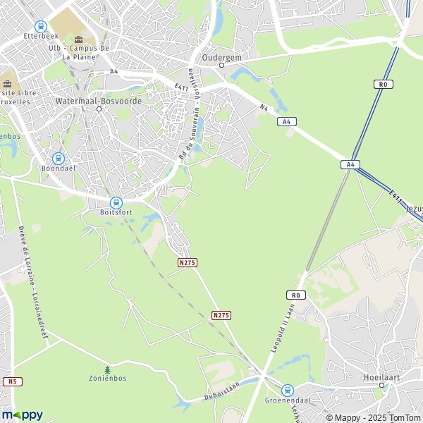 La carte pour la ville de 1160-1170 Watermael-Boitsfort