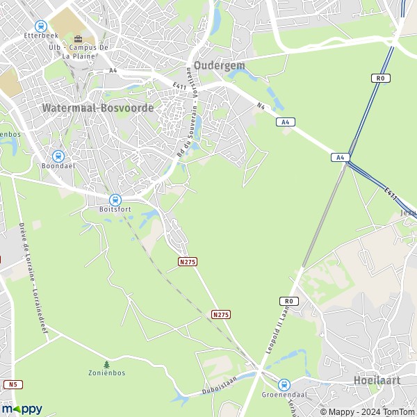 La carte pour la ville de 1170 Watermael-Boitsfort