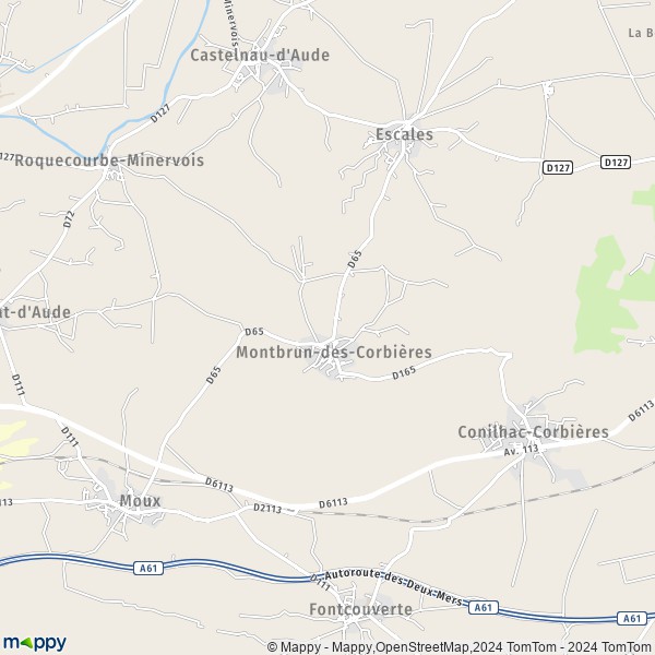 La carte pour la ville de Montbrun-des-Corbières 11700