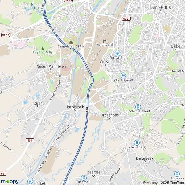 La carte pour la ville de 1180-1650 Drogenbos