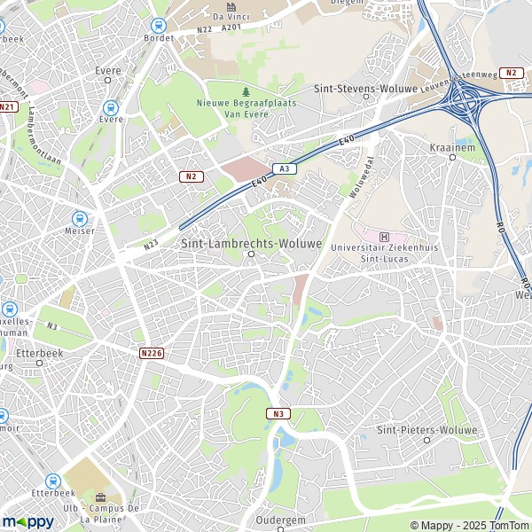 La carte pour la ville de 1200 Woluwe-Saint-Lambert