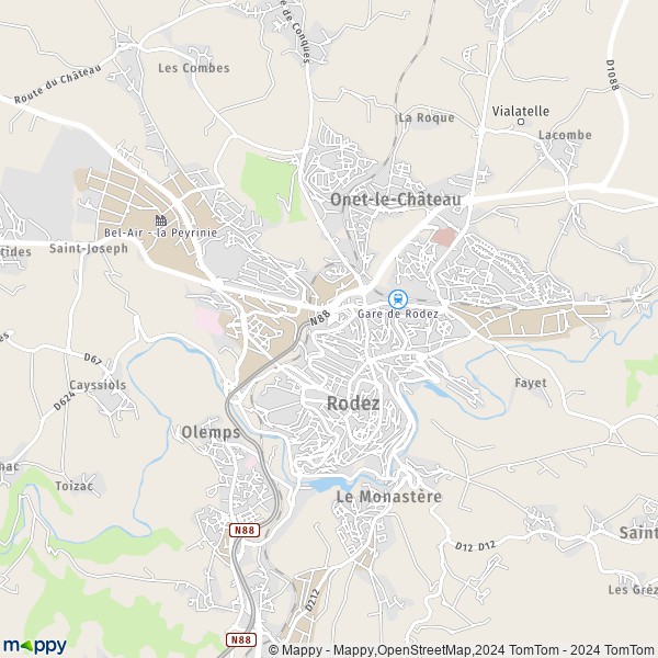 La carte pour la ville de Rodez 12000