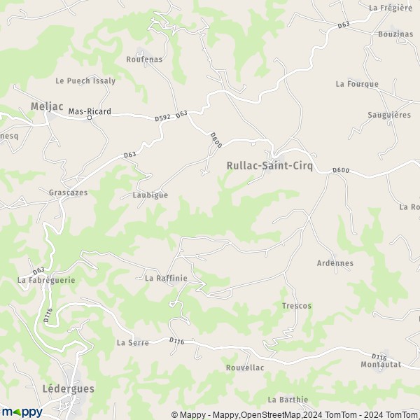 La carte pour la ville de Rullac-Saint-Cirq 12120