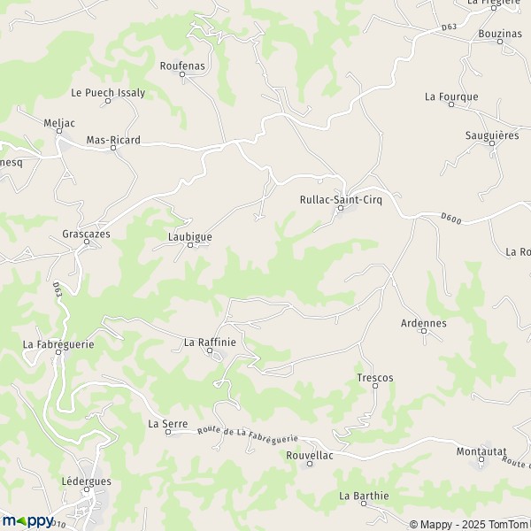 La carte pour la ville de Rullac-Saint-Cirq 12120