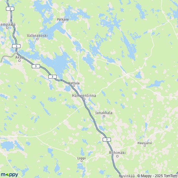 La carte pour la ville de Hämeenlinna 12170-37800