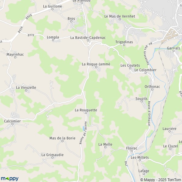 La carte pour la ville de La Rouquette 12200