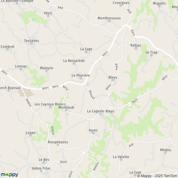 La carte pour la ville de La Capelle-Bleys 12240