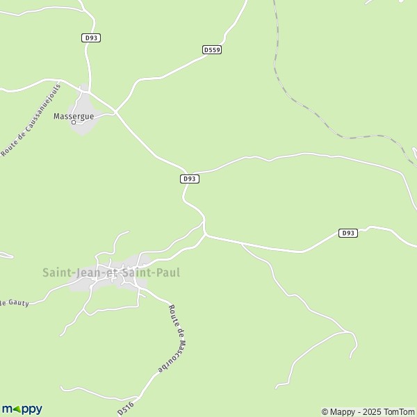 Carte Commune de Saint-Jean-et-Saint-Paul, 12250 Saint-Jean-et-Saint-Paul