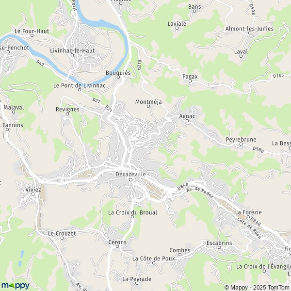 La carte pour la ville de Decazeville 12300