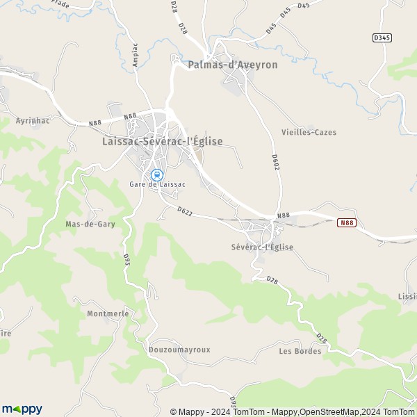 La carte pour la ville de Laissac-Sévérac-l'Église 12310