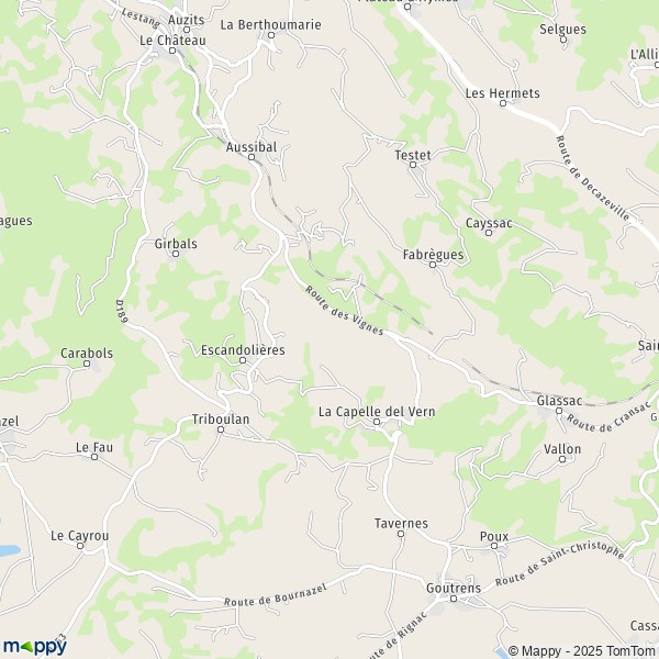 La carte pour la ville de Escandolières 12390