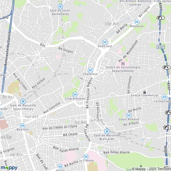 La carte pour la ville de 4e Arrondissement, Marseille