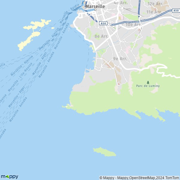 La carte pour la ville de 8e Arrondissement, Marseille