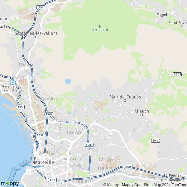 La carte pour la ville de 13ème Arrondissement, Marseille