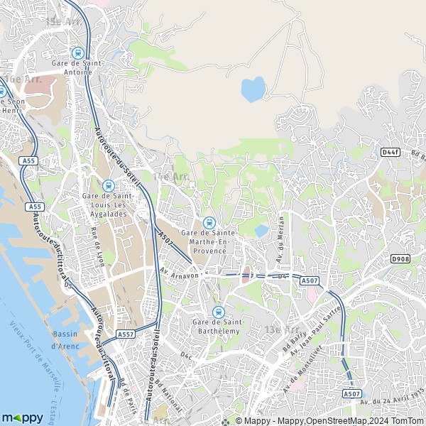 La carte pour la ville de 14e Arrondissement, Marseille
