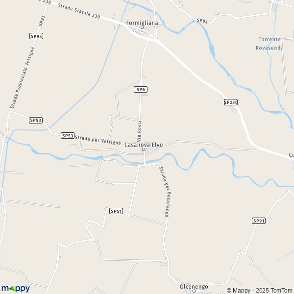 La carte pour la ville de Casanova Elvo 13030