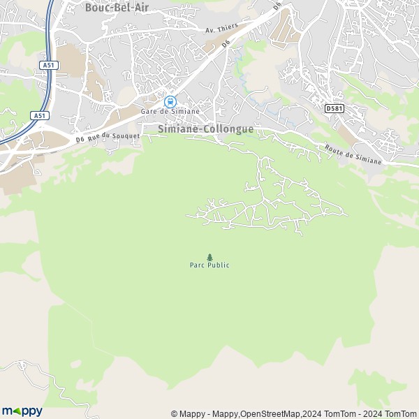 La carte pour la ville de Simiane-Collongue 13109