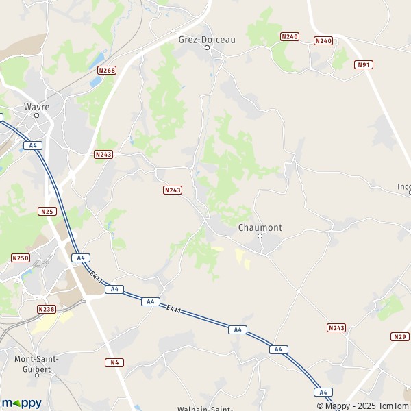 La carte pour la ville de 1315-1348 Chaumont-Gistoux