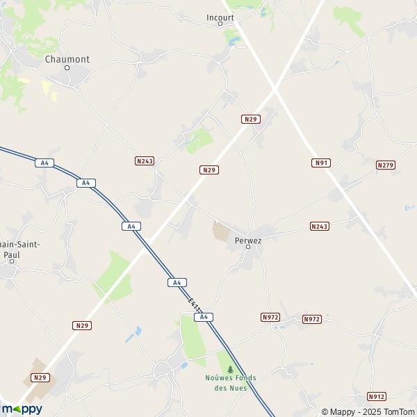 La carte pour la ville de 1315-1360 Perwez