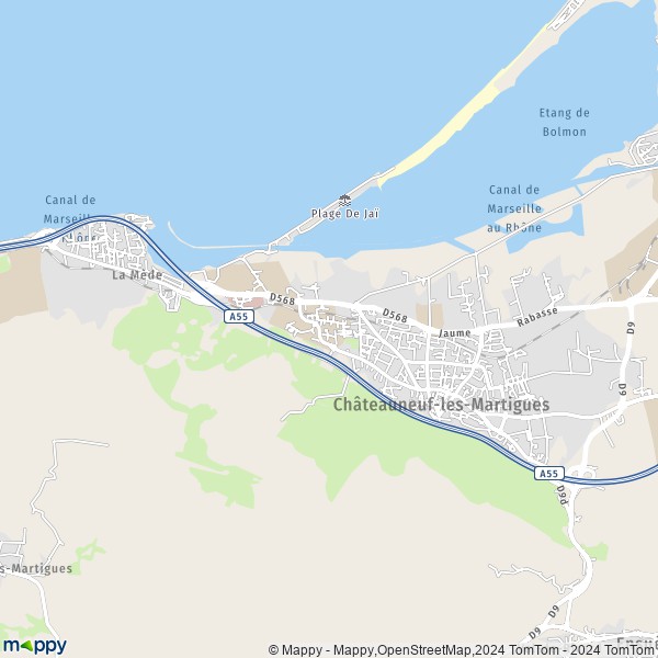 La carte pour la ville de Châteauneuf-les-Martigues 13220