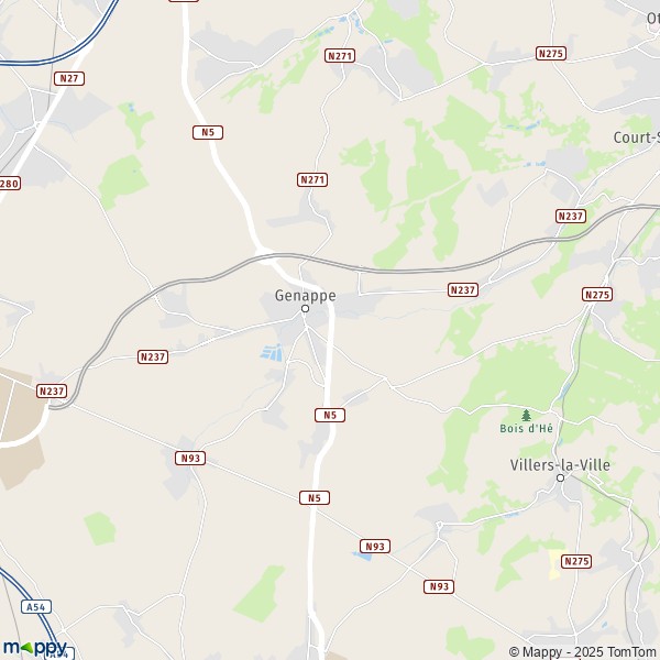 La carte pour la ville de 1341-1490 Genappe