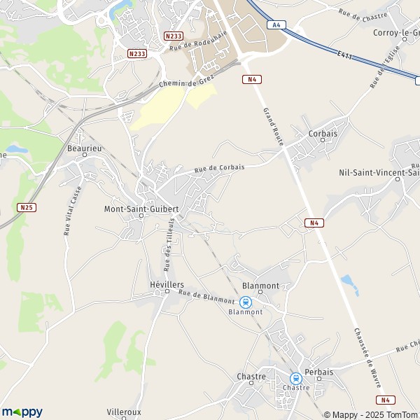 La carte pour la ville de 1348-1435 Mont-Saint-Guibert