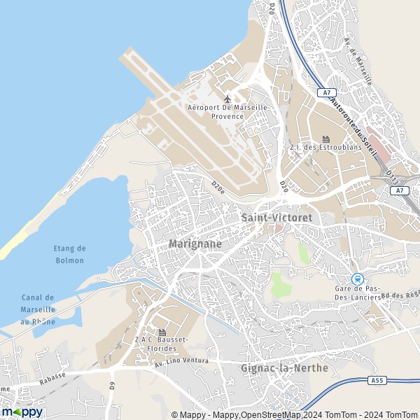 La carte pour la ville de Marignane 13700