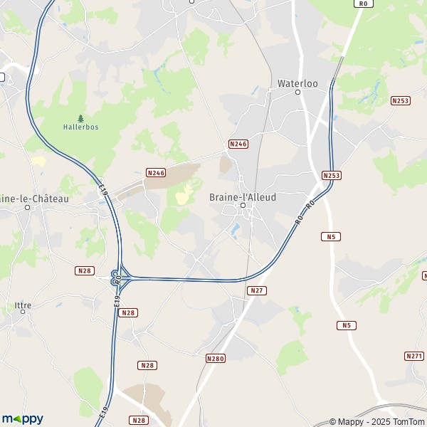 La carte pour la ville de 1380-1461 Braine-l'Alleud