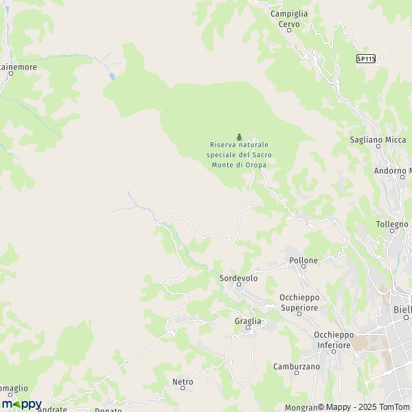 La carte pour la ville de Pollone 13814