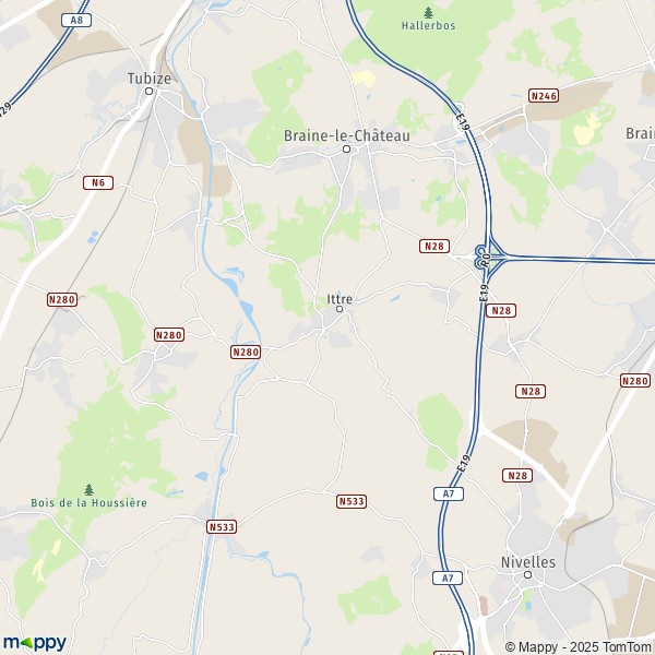 La carte pour la ville de 1400-1480 Ittre