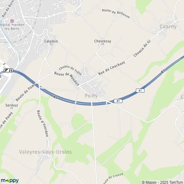 La carte pour la ville de Pomy 1400-1405