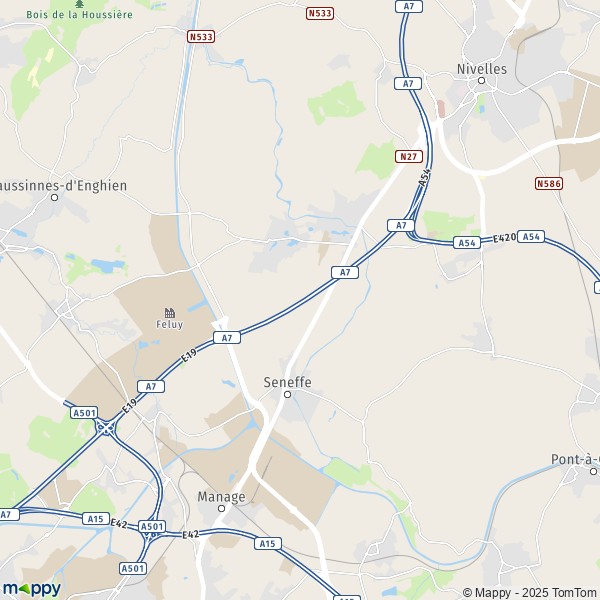 La carte pour la ville de 1400-7190 Seneffe