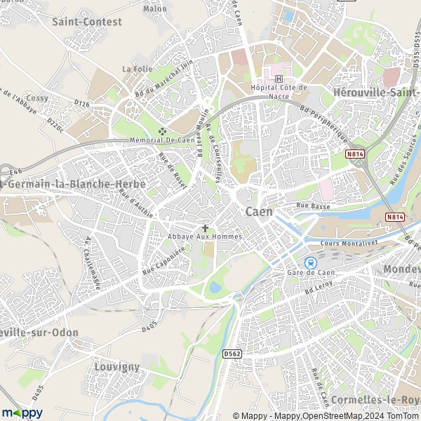 La carte pour la ville de Caen 14000