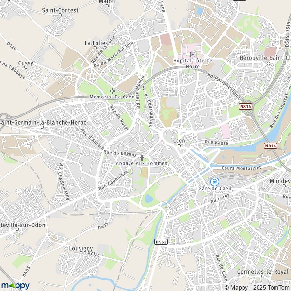 La carte pour la ville de Caen 14000