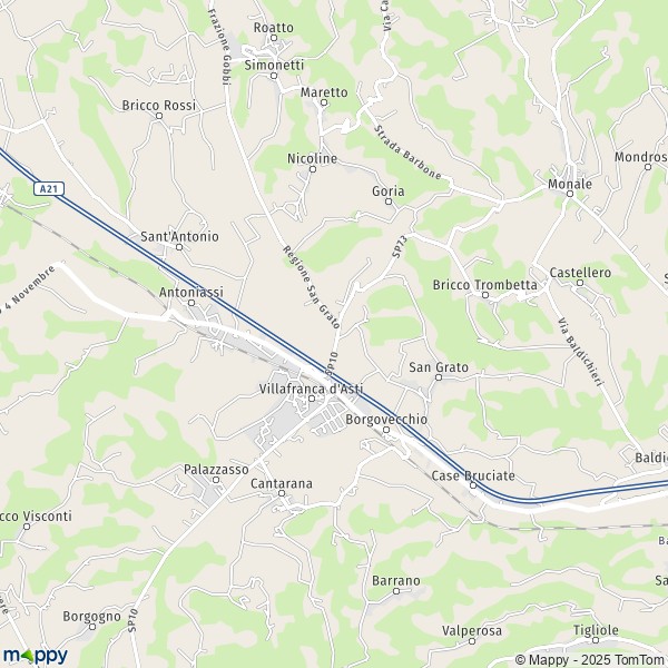 La carte pour la ville de Villafranca d'Asti 14018